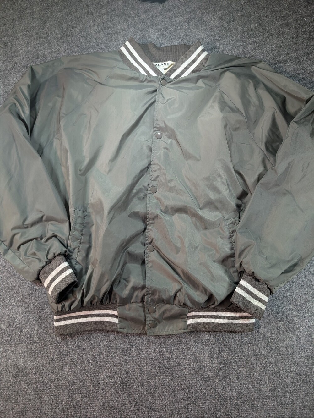 Vintage Haband Mens XL Gray Snap Front Varsity Jacket